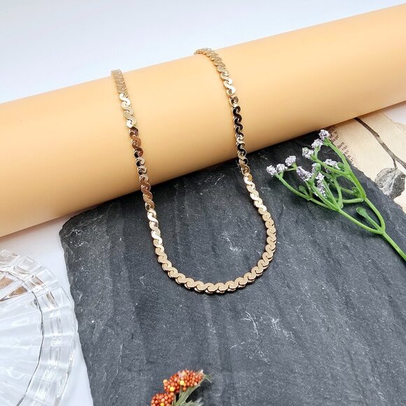 Flat Polished Rose Gold Chain Necklace – 19.7 Inch Bold Statement, XPNL0012 - Picture 8 of 12